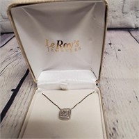 LeRoy's Jewelers Sterling Diamond Square Necklace