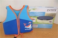 MIB 12ft pool cover & toddler life vest