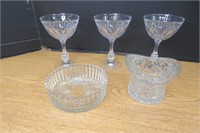 Wine glasses, glass hat, glass bowl