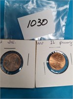 2000 & 2002 PENNIES WITH STATE OF ILLINOIS