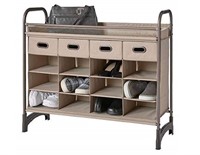 $100 Stackable 16 Cubby Shoe Organizer w Drawers