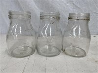 3 x genuine pint oil bottles NSW etched