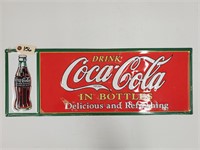 28"L x 10"W Tin Single Sided Coca Cola Sign