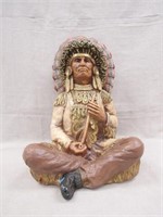 CHALKWARE INDIAN CHIEF IN SITTING POSITION: