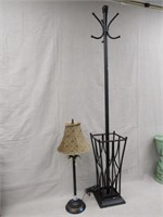 MODERN-METAL CLOTHES TREE & METAL LAMP WITH PRISMS