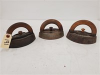 (3) Antique Wooden Handled Irons