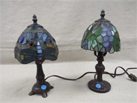 (2) 12 IN. H LAMPS WITTH LEADED ST. GLASS SHADES: