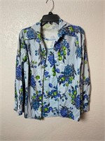 Vintage 1970s Blue Flowers Shirt Set