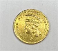 1874 U.S. $3 Indian Princess Gold Piece