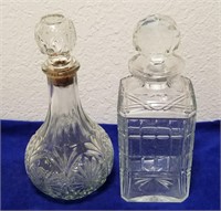 (2) Glass Decanters (One Chipped)