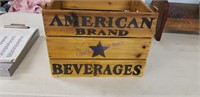 American brand beverages wooden crate