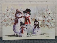 Framed Snow Family Christmas Print on Canvas