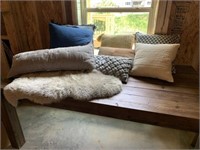 9PC ASSORTED PILLOWS & RUG