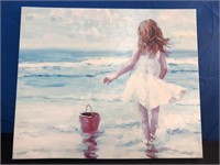 Girl on Beach Picture Canvas Home Decor