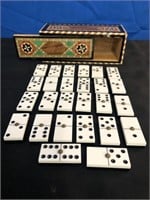 Beautiful Wood Box  with Dominoes