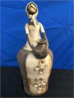 Beautiful Quebec Art Pottery Lady with Pot