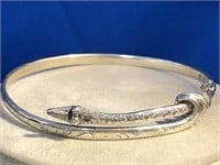 Art Deco Silver Coiled Snake Bracelet