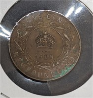 1929 Newfoundland Canada Large 1-Cent Coin
