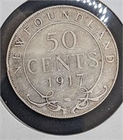 1917 Newfoundland Canada Sterling Silver 50-Cent C