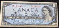 1954 Bank of Canada $5 Bank Note