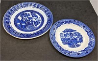 Vintage Ceramic Bread & Salad Plates - Blue on Whi
