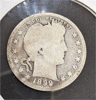 1899 United States Silver 25-Cent Quarter Coin