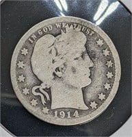 1914 -D United States Silver 25-Cent Quarter Coin