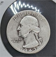 1943 United States Silver 25-Cent Quarter Coin