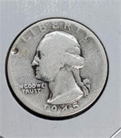 1945 United States Silver 25-Cent Quarter Coin