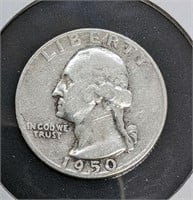 1950 United States Silver 25-Cent Quarter Coin