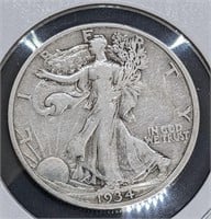 1934 United States Silver 50-Cent Half Dollar Coin