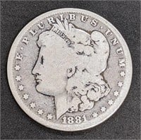 1881 -S United States Silver Morgan $1 Dollar Coin