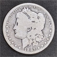 1887 -O United States Silver Morgan $1 Dollar Coin