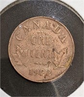 1922 Canadian Small One Cent Penny Coin
