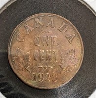 1923 Canadian Small One Cent Penny Coin