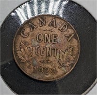 1924 Canadian Small One Cent Penny Coin