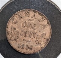 1925 Canadian Small One Cent Penny Coin