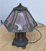 Purple / Violet Glass & Metal Table Lamp
