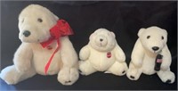 (3) Coca-Cola Plush Collectible Polar Bears