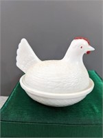 Milk Glass Hen On Nest