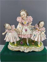 Volkstedt Dresden 3 Girls Lace Figurine