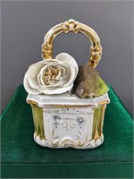 Vintage Capodimonte Trinket Box Flower