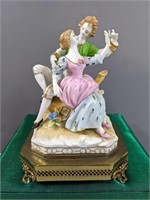 Capodimonte Figurine on Metal Base Couple