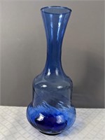 Vintage Hand Blown Blue Glass Vase