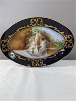 Antique French Porcelain Platter Ladies Bathing