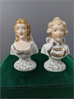 Japan Handpainted Porcelain Busts Pair