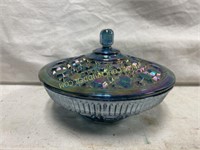 Indiana Glass Windsor blue carnival candy dish