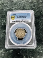 1943 P Jefferson Nickel PCGS F Detail--Damage F