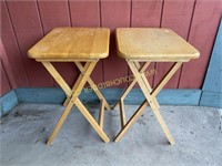 Pair of wooden folding TV trays