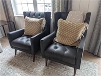 WINGBACK CHAIRS W/PILLOWS & THROW